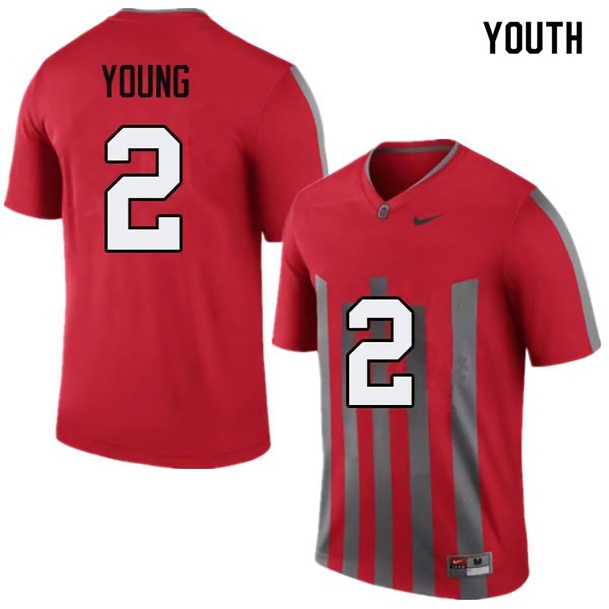 Chase Young Ohio State Buckeyes Youth NCAA #2 Nike Throwback Red College Stitched Football Jersey SPM0356PV